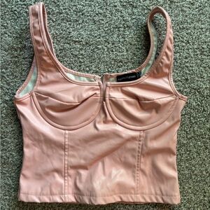 Pink faux leather underwire top